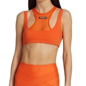 Monse Double Layer Sports bra orange mesh designer spellout logo size XS  NEW